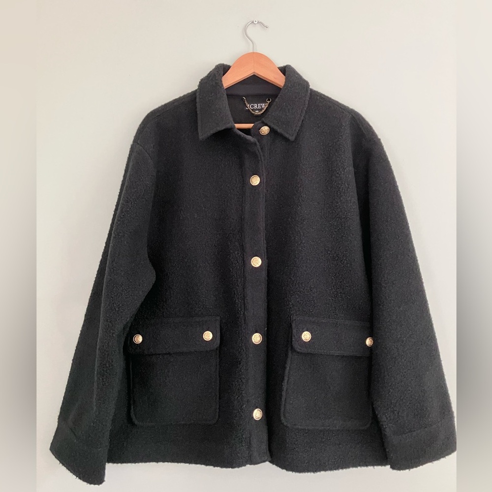 J CREW Long Sleeve Black Teddy Sweater Jacket Size XXL - Picture 2 of 10